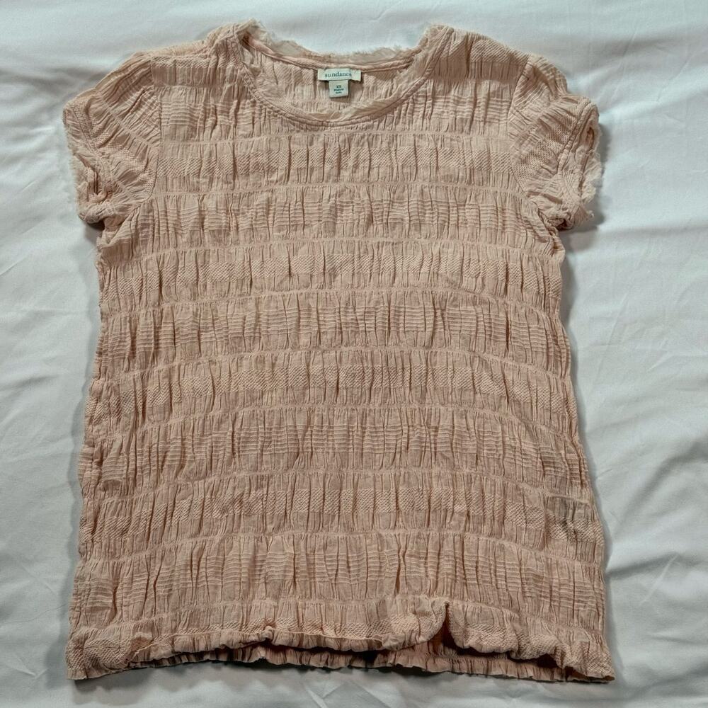 Sundance Cloud Nine Blush Pink Cap Sleeve Shirt scrunch boho womens size xsmall‎